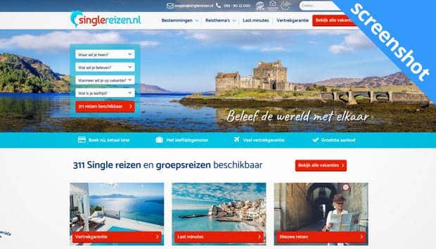 singlereizen.nl screenshot