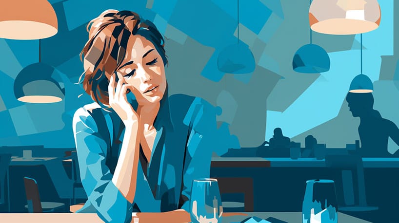 vrouw ziek restaurant