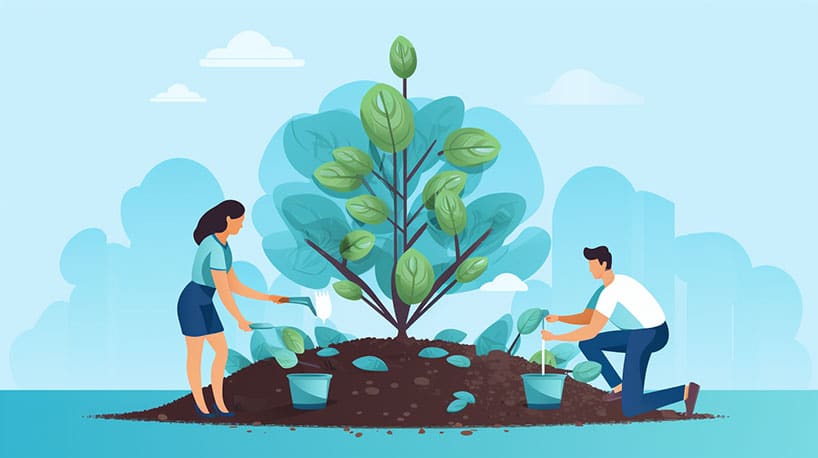 huwelijk samen boom planten