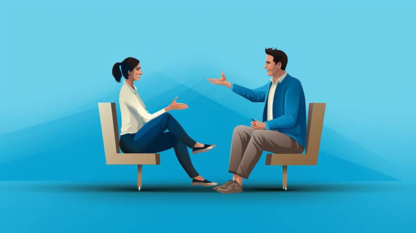 Twee mensen met tegenovergestelde persoonlijkheidstypes zitten tegenover elkaar