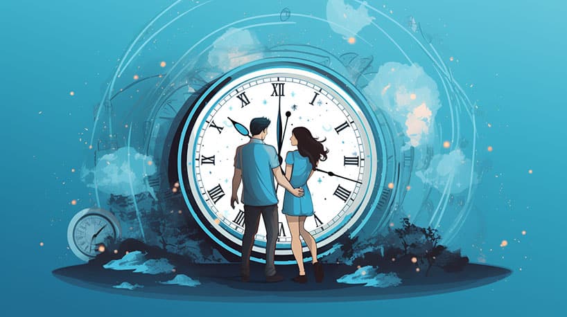 een stel met een grote klok