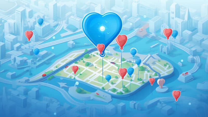 kaart met lokale datinglocaties