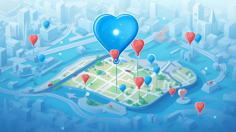 kaart met lokale datinglocaties