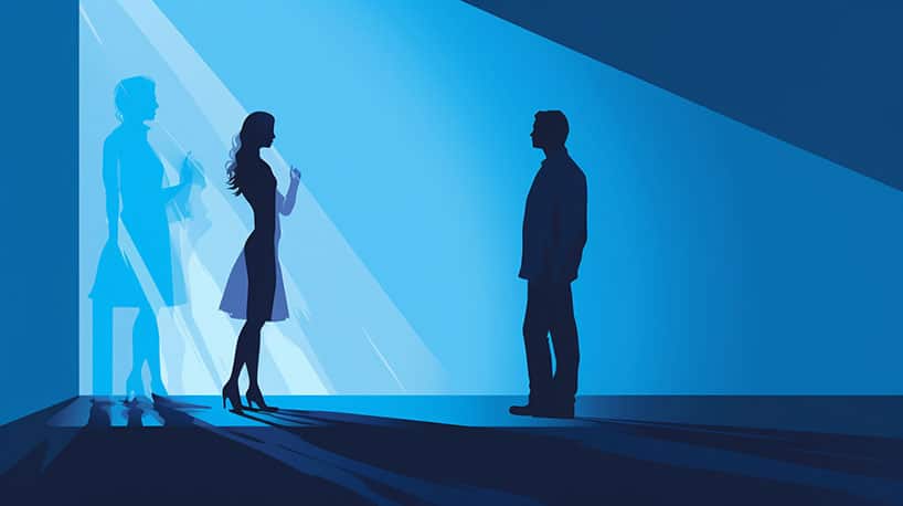 persoon die in de schaduw van hun partner staat
