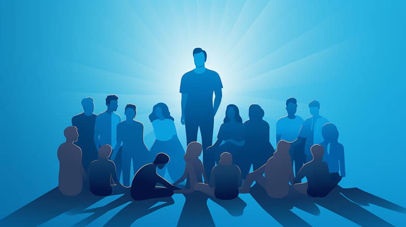 Groep vrienden met een vriend die is uitgelicht