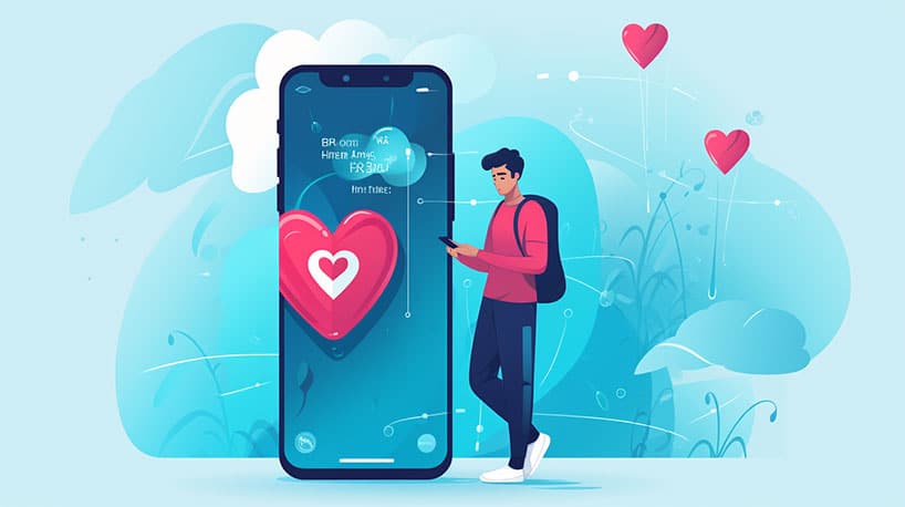 Een persoon die een gratis dating-app op hun smartphone gebruikt