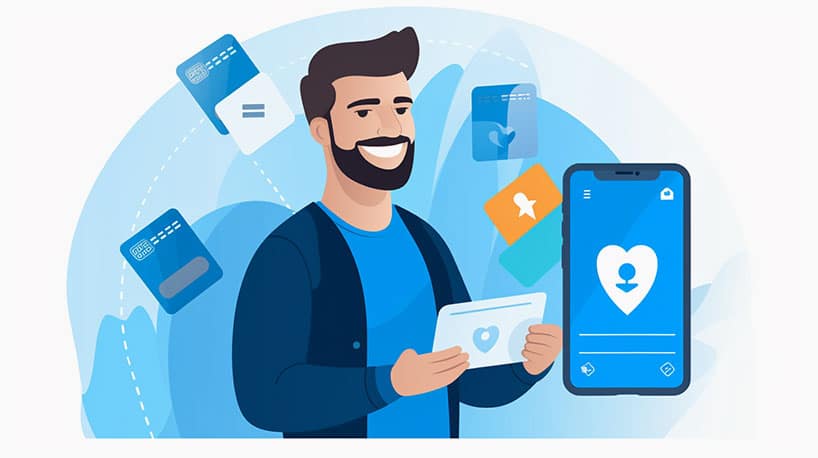 en persoon betaalt met plezier voor een premium dating-abonnement met een creditcard