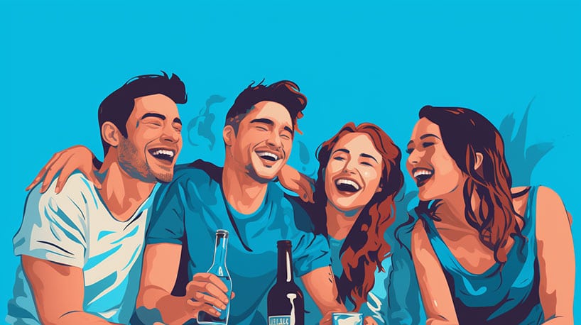 meerdere mensen lachen