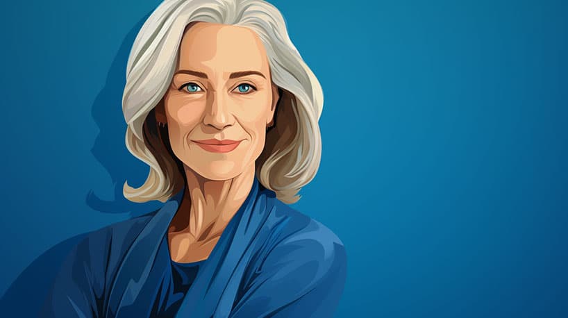 Een illustratie van een zelfverzekerde en aantrekkelijke oudere vrouw