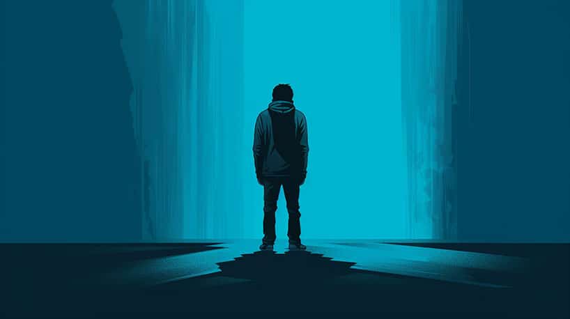 persoon in schaamte alleen