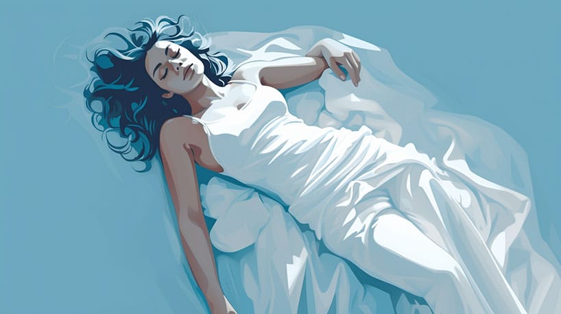 een milf ligt op een bed