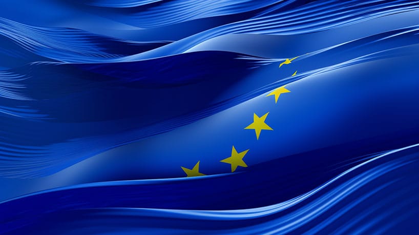 EU-vlag met reisroutes van Polen naar Nederland, benadrukt vrijheid van beweging voor Poolse burgers