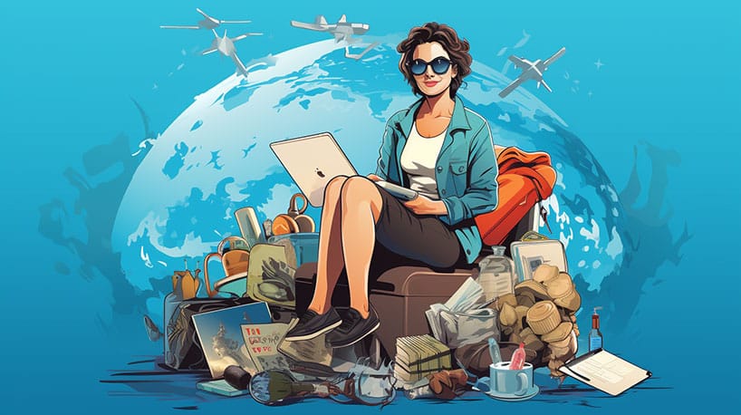 een vrouw in haar veertiger jaren die bezig is met activiteiten die haar onafhankelijkheid benadrukken