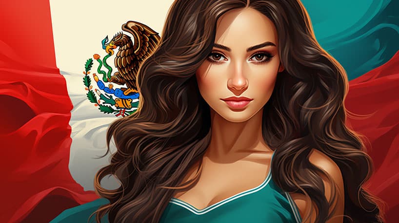 Mexicaanse vrouw voor Mexicaanse vlag