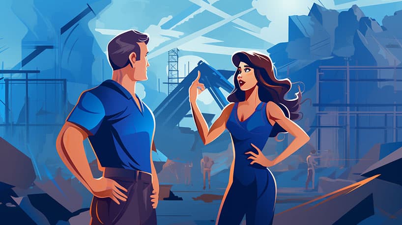 Een bouwvakker schreeuwt naar een passerende vrouw, zij voelt zich ongemakkelijk.