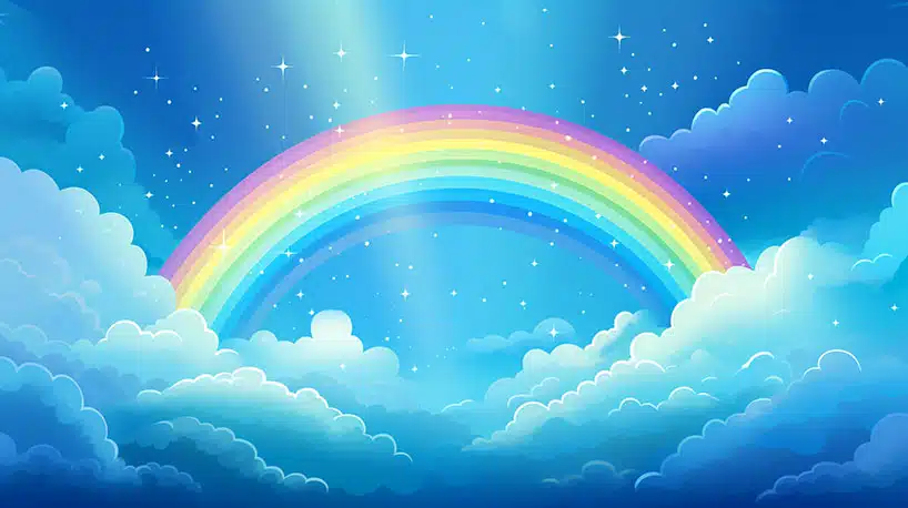 Zelfacceptatie en hoop - regenboog door wolken