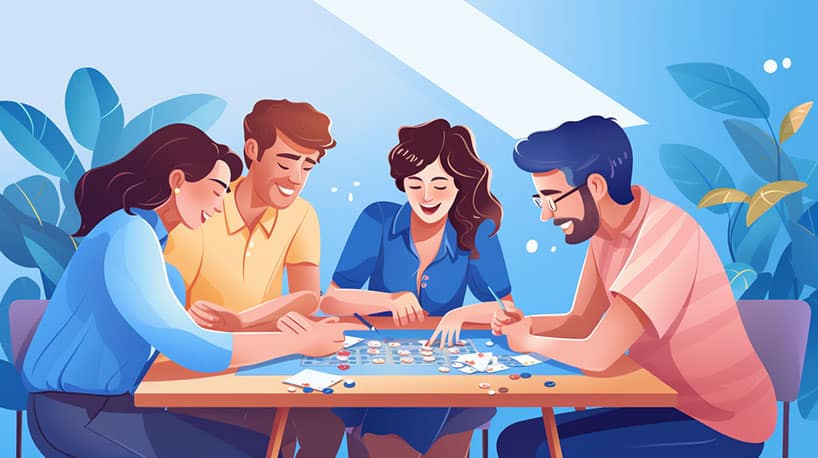 Vrienden spelen bordspel, één wordt tegengewerkt door anderen