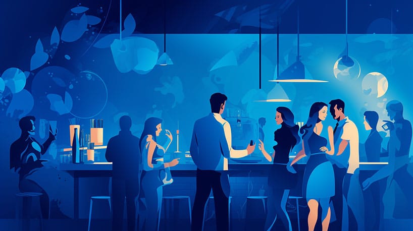 Zelfverzekerde persoon verkent alleen een bar