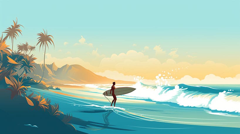 alleen reiziger die golven pakken en genieten van de prachtige stranden van de Gold Coast