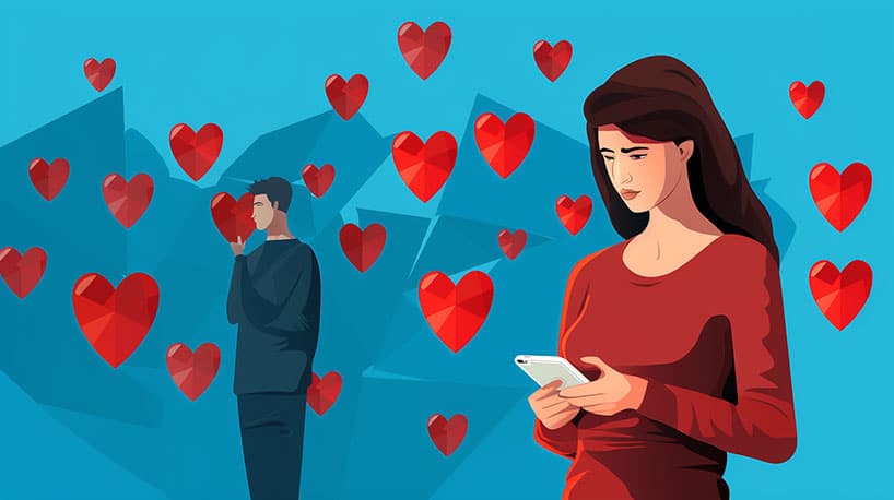 gesprek dating app, persoon met rode vlaggen.