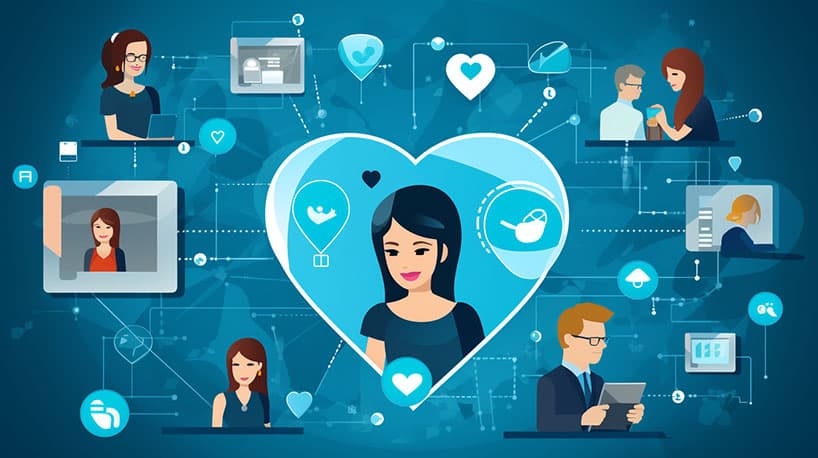 Collage van trends en features die internetdating populair maken