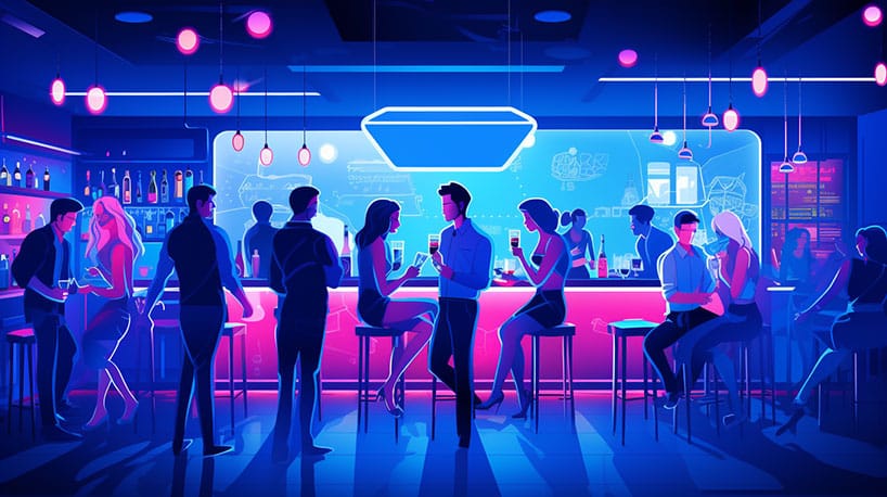 Versieren in bar of discotheek