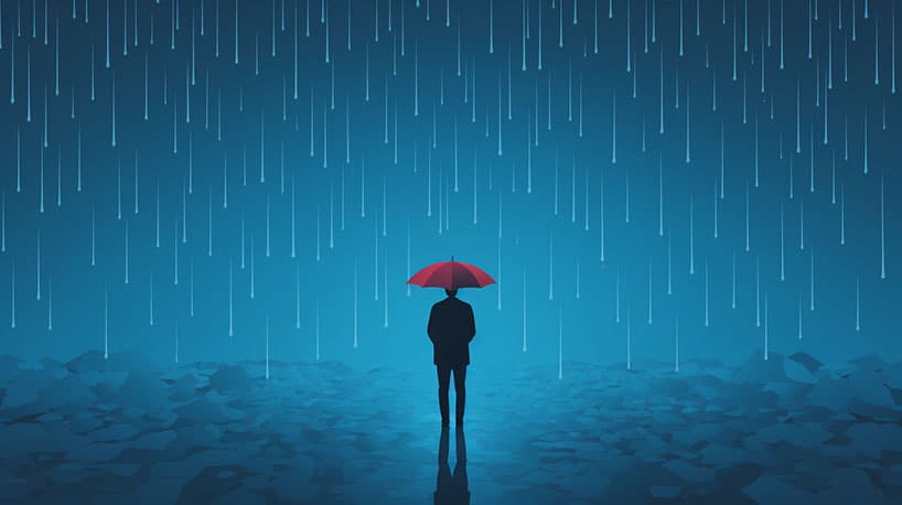 Regen van tranen: Symboliseert emotionele ontlading bij liefdesverdriet.