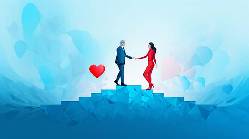 Liefde overwint: stel overwint leeftijdsbarrieres. Symboliseer obstakels en overwinning