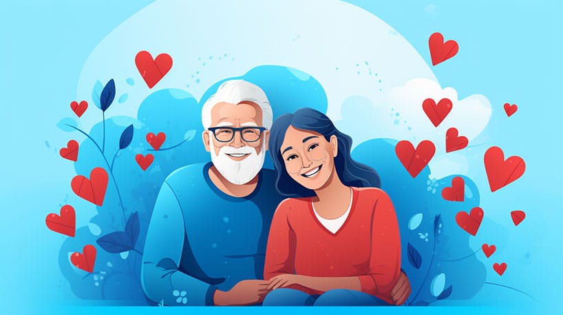 Oudere man en jongere vrouw in harmonie