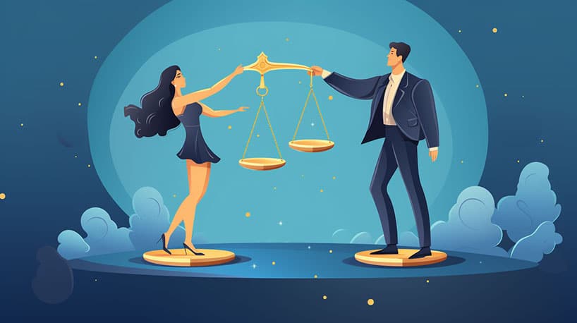 Vrouw toont interesse op een gebalanceerde manier