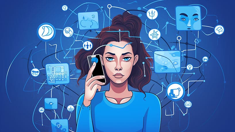 Illustreer digitale zelfzorg, inclusief ontvrienden op Facebook.