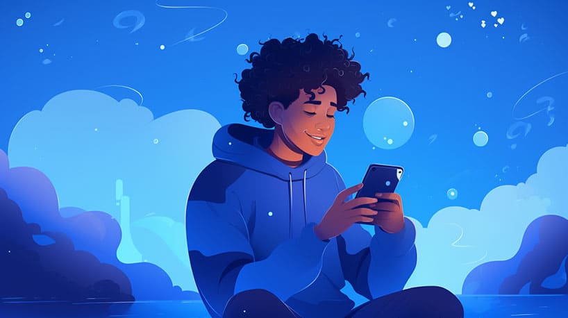 Persoon bekijkt positieve en inspirerende Instagram-feed