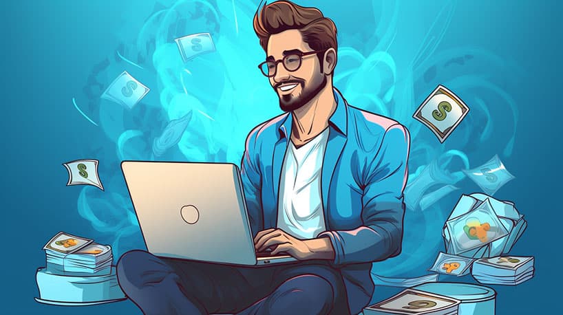 man bezoekt goedkoopste datingsite op laptop