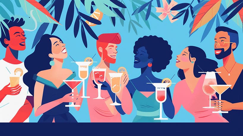Singles genieten van Lexa cocktailworkshop, klinken glazen en lachen samen.