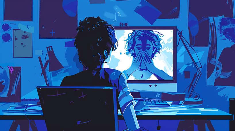 Is webcamseks vreemdgaan - persoon met bedenkelijke blik