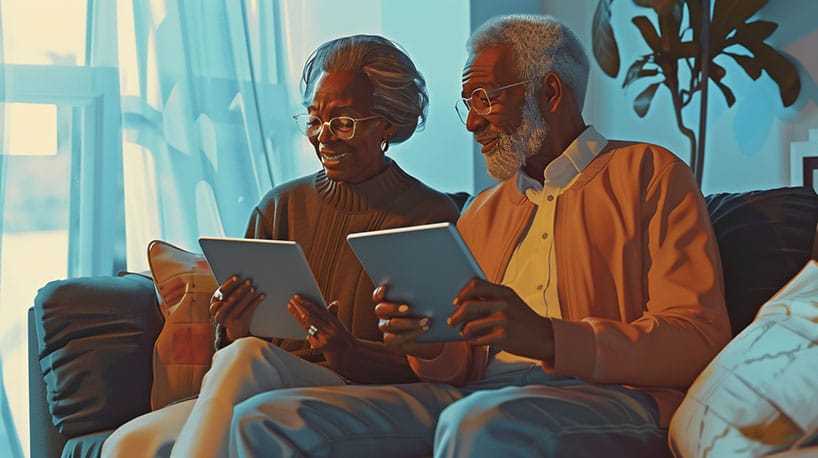 Koppel rond 50 browsen datingwebsite op tablets.