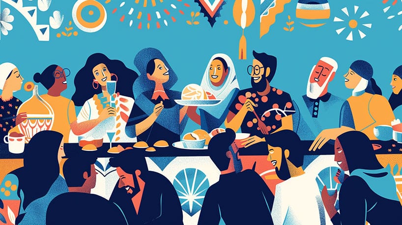 Multiculturele familie viert samen, verenigt tradities.