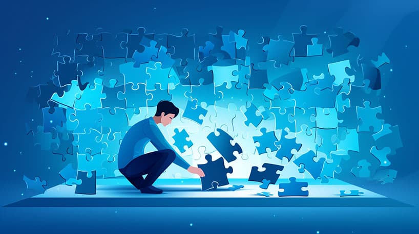 Therapeut lost emotionele puzzel op met conflicterende stukjes.