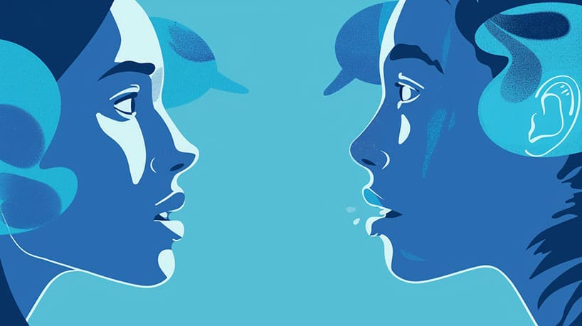 Twee mensen bespreken relatieverwachtingen in gesprek