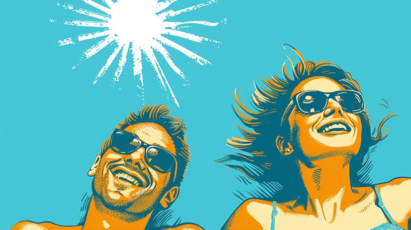 paar geniet van ontspannen dag op strand, informele en ontspannen aard van een fling