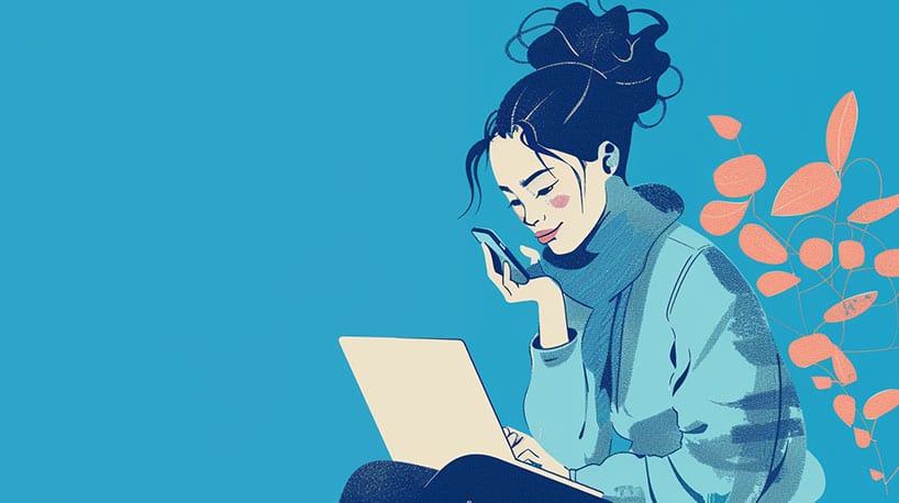 Een illustratie van iemand die zich aanmeldt voor Parship.