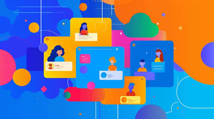 Kleurrijke grafische weergave van Badoo en Chisple functies.