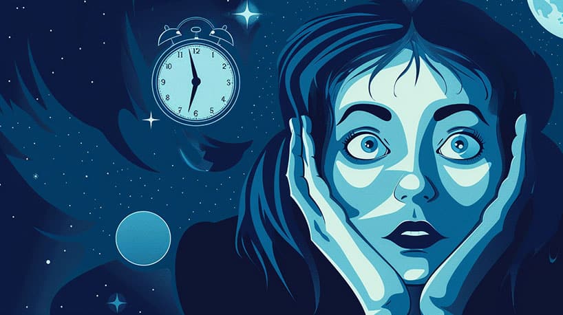 Vrouw staart naar klok, tikken symboliseert druk biologische klok.