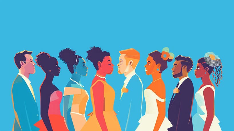 contrast tussen traditionele trouwgeloften en non-monogamie.