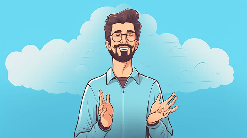 iemand die nerveus met zijn handen gebaart terwijl hij enthousiast spreekt