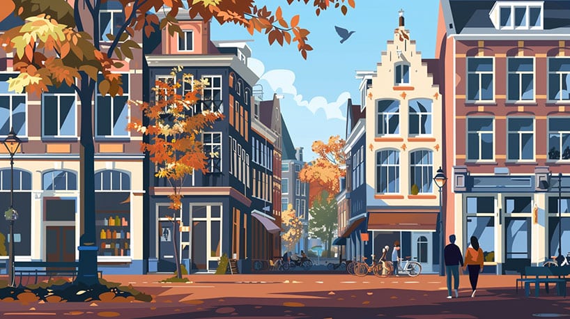 en stel wandelt hand in hand door de charmante straten van Den Bosch.