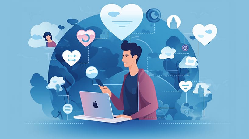 Variatie in online daten: Visuele weergave van persoon verkent verschillende datingsites,