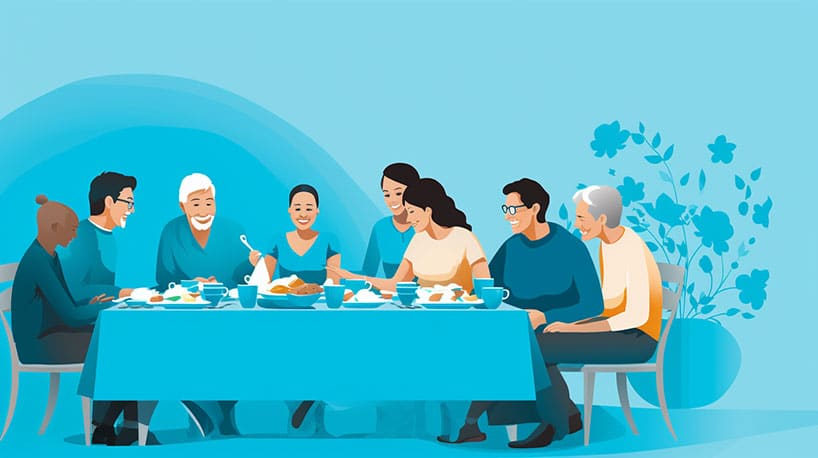 Een babyboomer brengt kwaliteitstijd door met familie