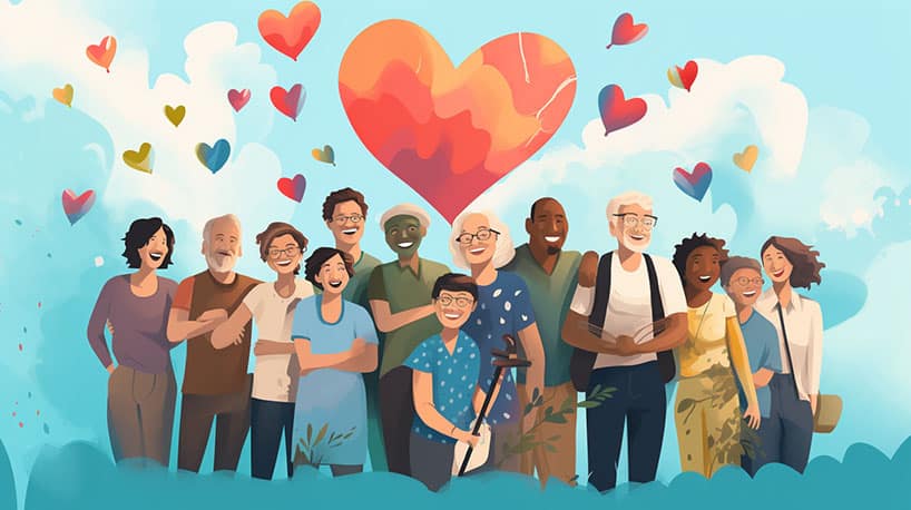 Een gevarieerde groep babyboomers zoekt liefde online.