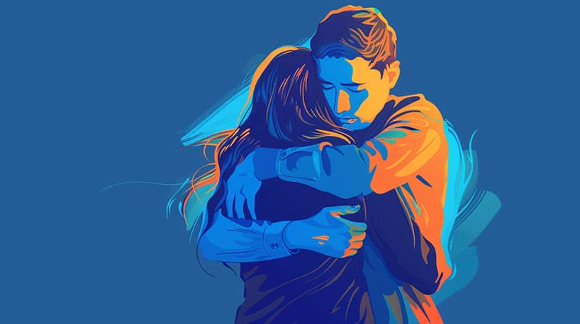 Koppel omarmt elkaar vertrouwen